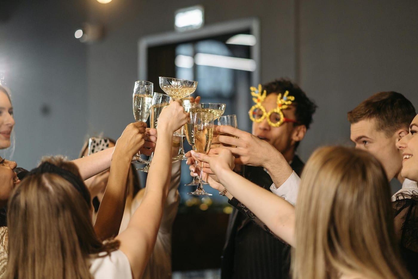Guests celebrating a private event with champagne